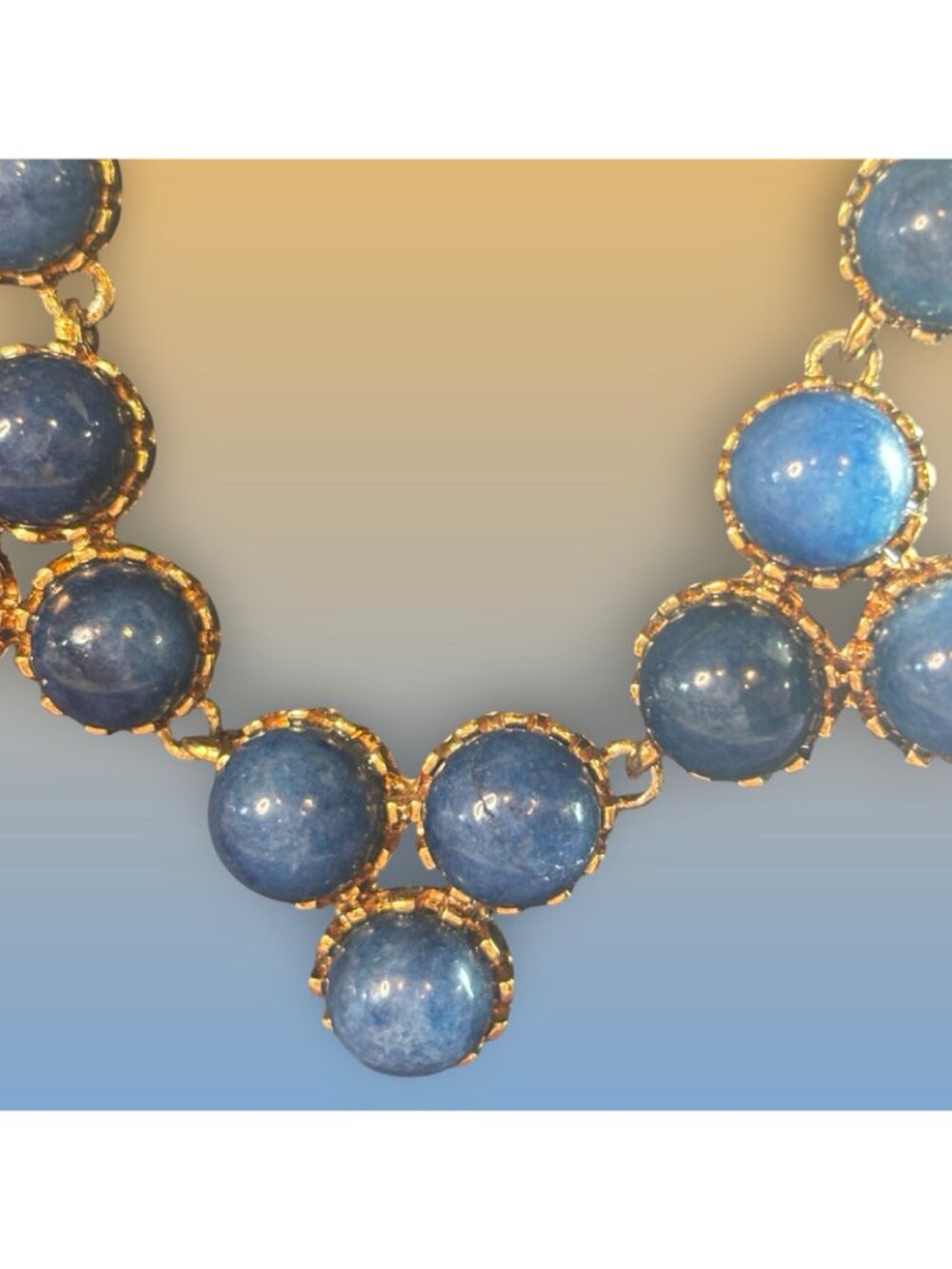 Ann Taylor Necklace With Blue Beads Retro Charm Lobster Clasp Closure Statement - Picture 5 of 10